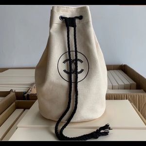 CHANEL Canvas Cosmetic Makeup Pouch with Box